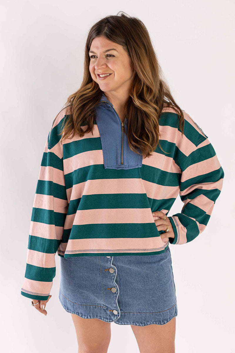 Striped Quarter-Zip Pullover