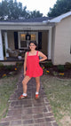 Red ruffle shorts set