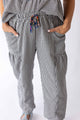 Weaving Color gingham relaxed pants with elastic waistband and multicolor drawstring detail