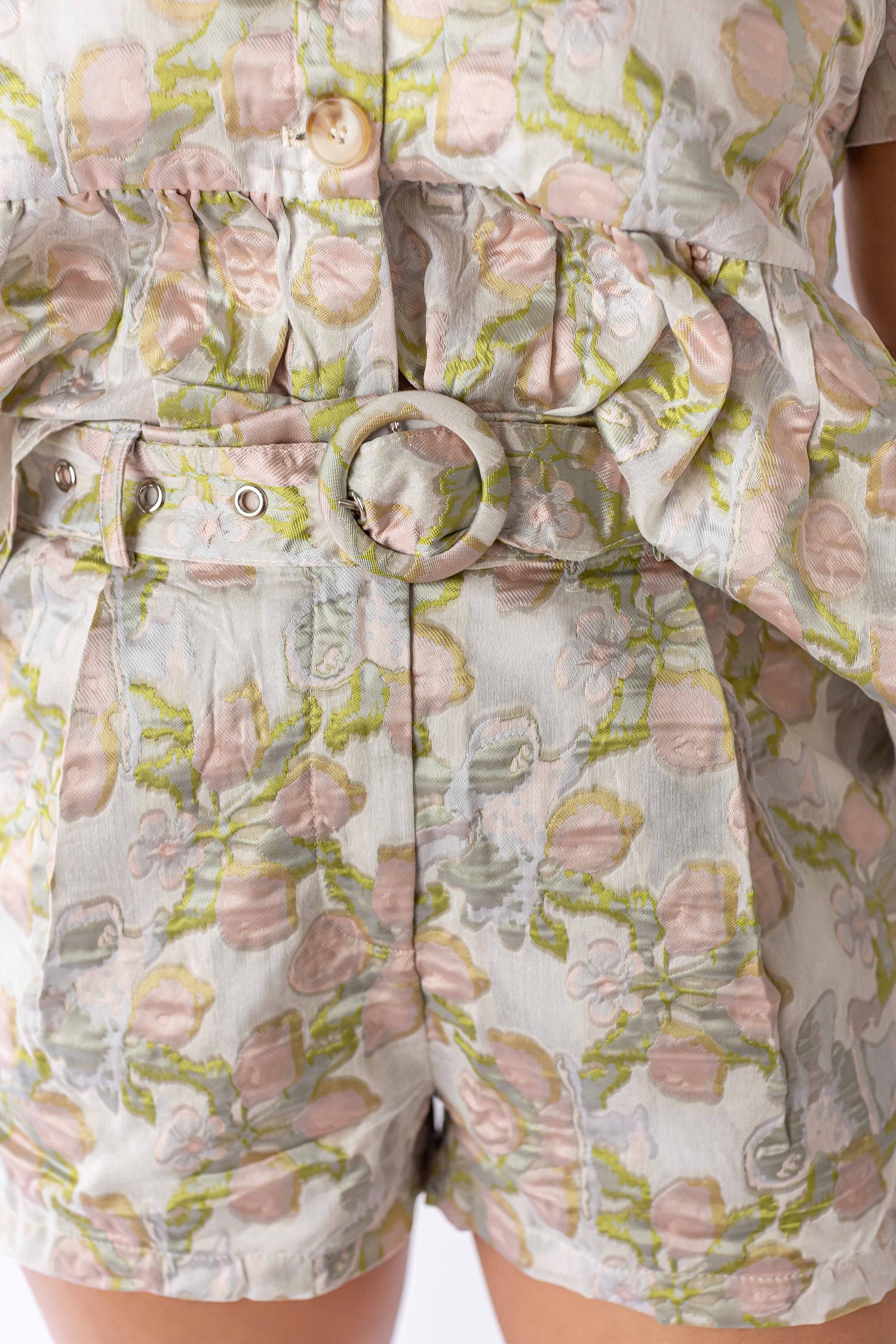 Meadow Breeze Jacquard Belted Shorts