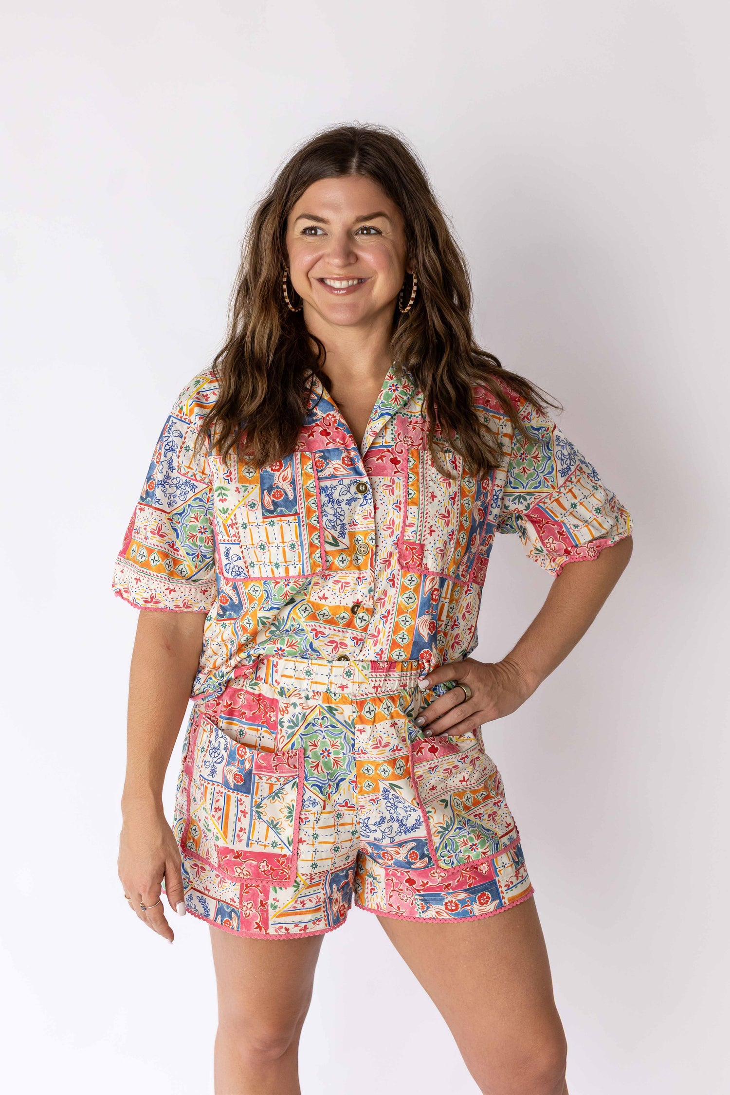 Patchwork Paradise Button-Up Top